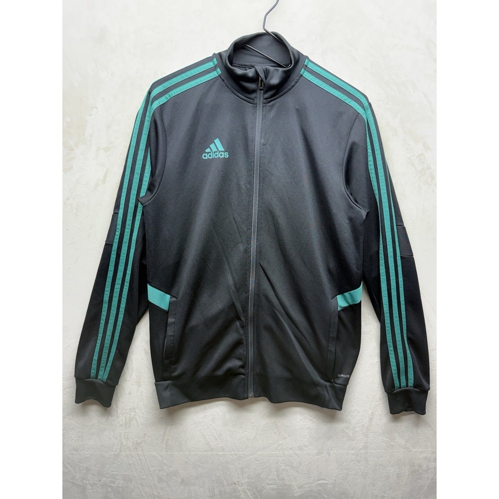 Adidas Track Jacket Mens Small Climalite Black Full Zip Soccer Warm-Up Sweater